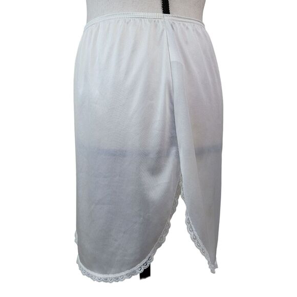 VTG 90s Vassarette Cream Half Slip Skirt Womens Sz S Lace Trim‎ Slit Sheer Mini - Picture 2 of 6